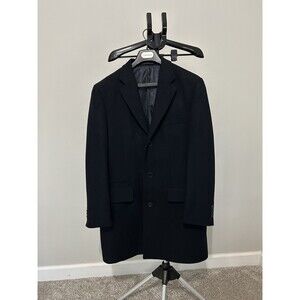 Calvin Klein Mens Overcoat Top Coat 40R Navy Blue Wool Blend